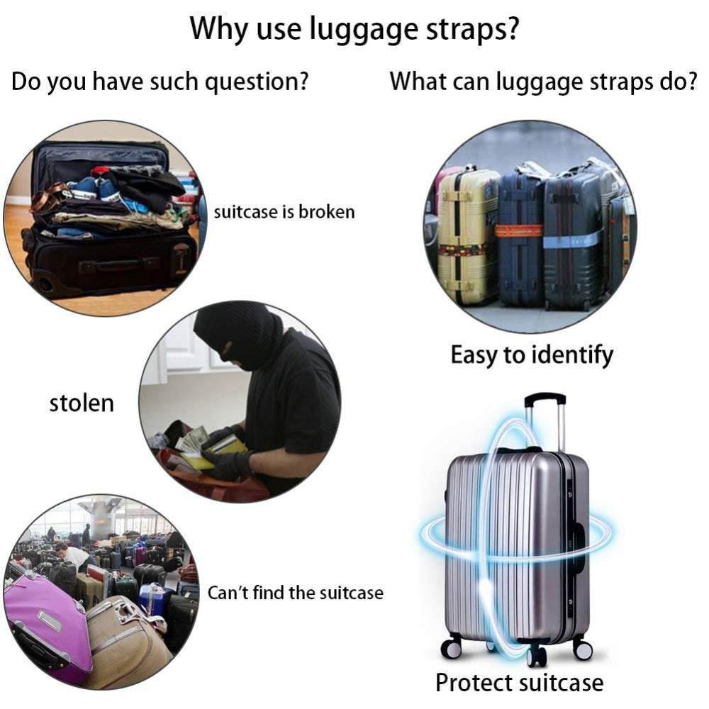 Adjustable Nylon Luggage Straps Travel Suitcase Belt Protective Accessories