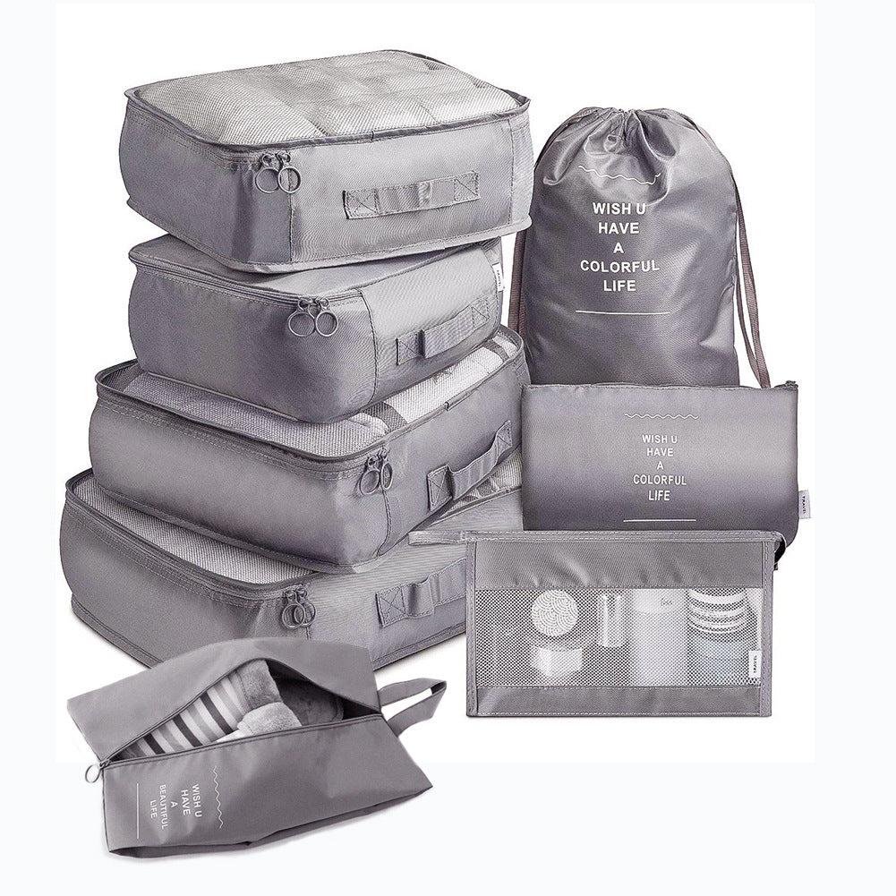 8 Piece Luggage Divider Packing Cubes Travel Clothes Organizer Set