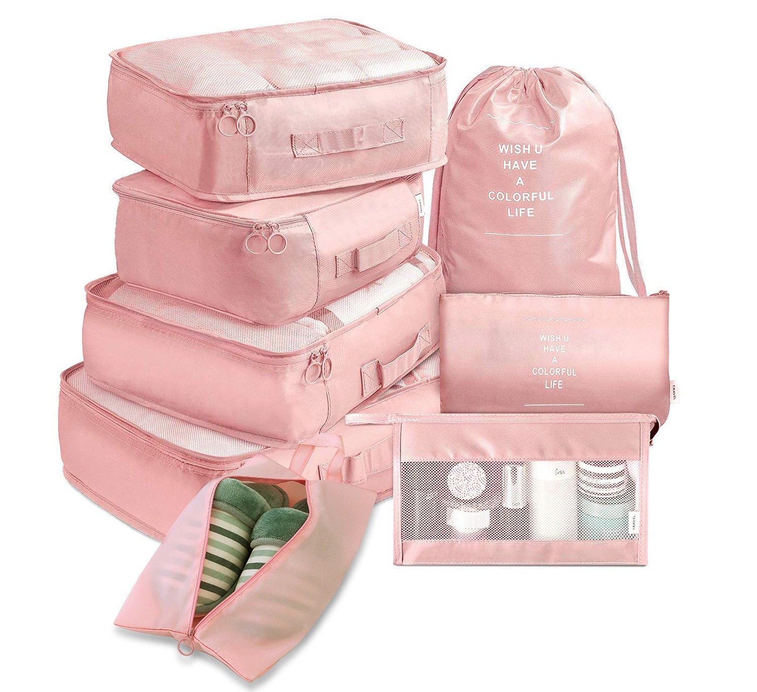 8 Piece Luggage Divider Packing Cubes Travel Clothes Organizer Set