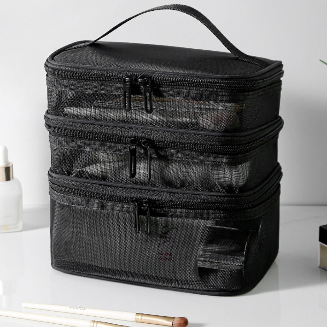 Lightweight Large Capacity Three Layer Travel Cosmetic Toiletry Storage Bag
