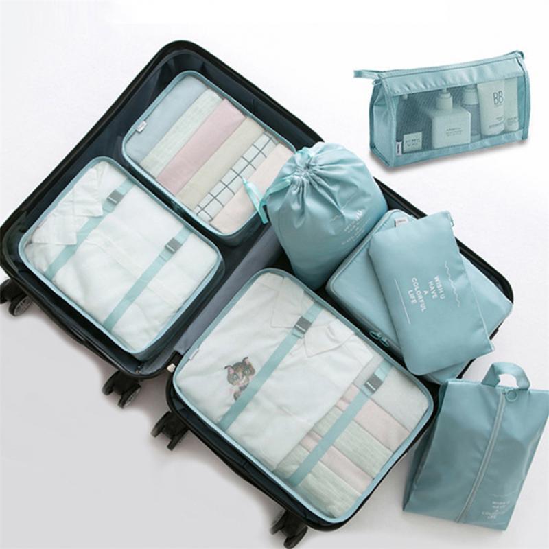8 Piece Luggage Divider Packing Cubes Travel Clothes Organizer Set