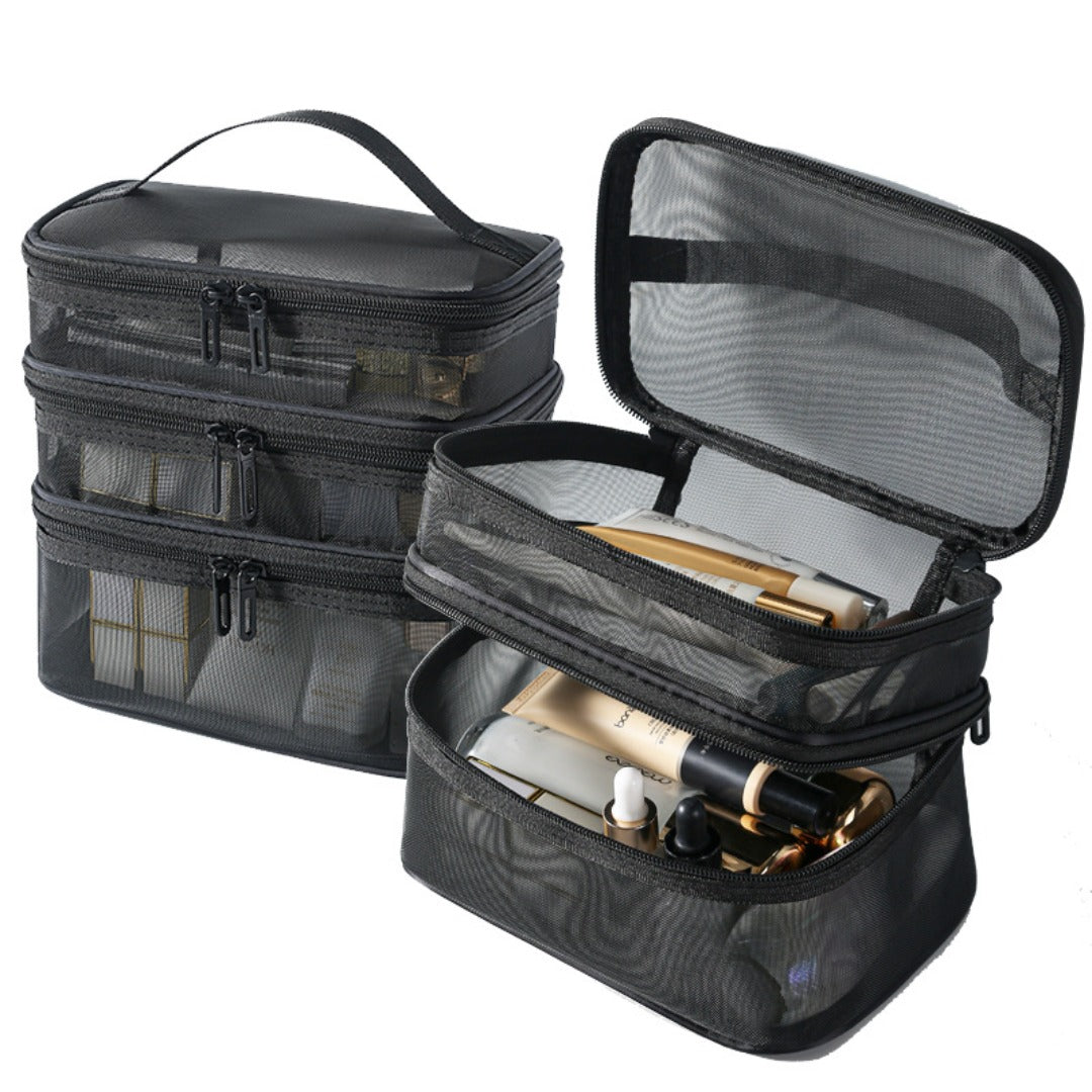 Lightweight Large Capacity Three Layer Travel Cosmetic Toiletry Storage Bag