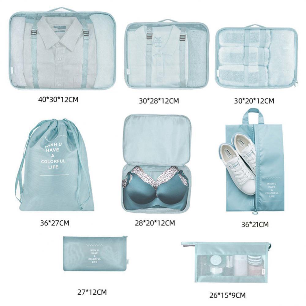 8 Piece Luggage Divider Packing Cubes Travel Clothes Organizer Set