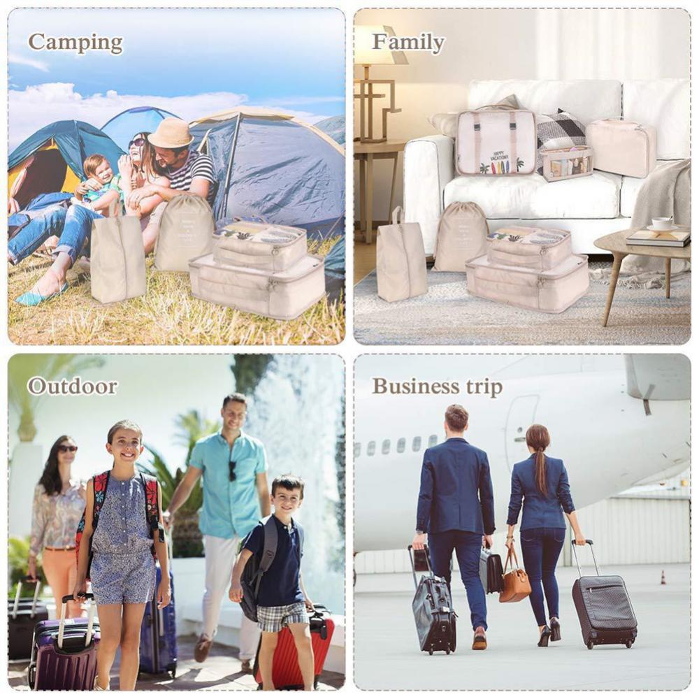 8 Piece Luggage Divider Packing Cubes Travel Clothes Organizer Set