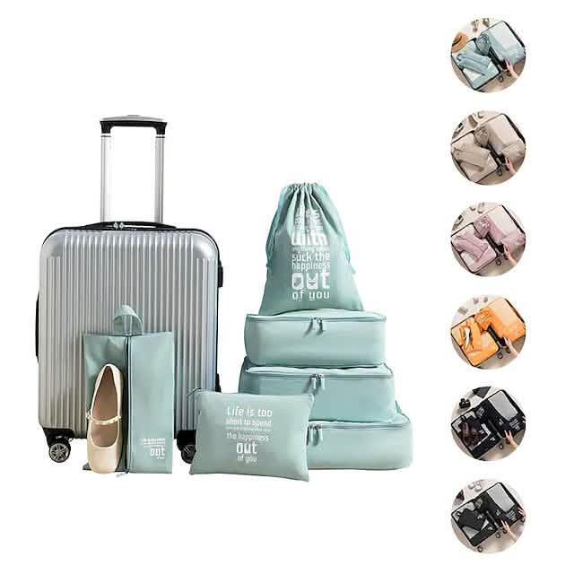 6 Pieces Travel Packing Cubes Set With Shoe Bag Organizer