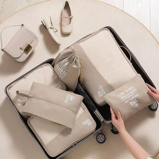 6 Pieces Travel Packing Cubes Set With Shoe Bag Organizer