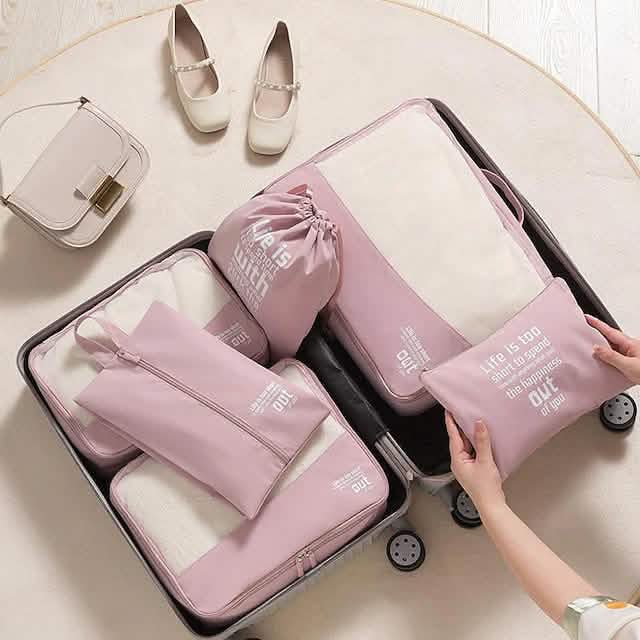 6 Pieces Travel Packing Cubes Set With Shoe Bag Organizer