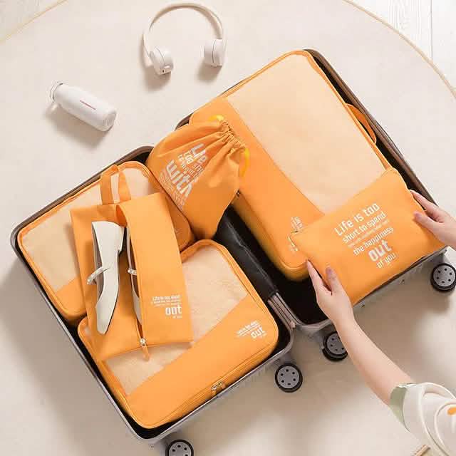 6 Pieces Travel Packing Cubes Set With Shoe Bag Organizer