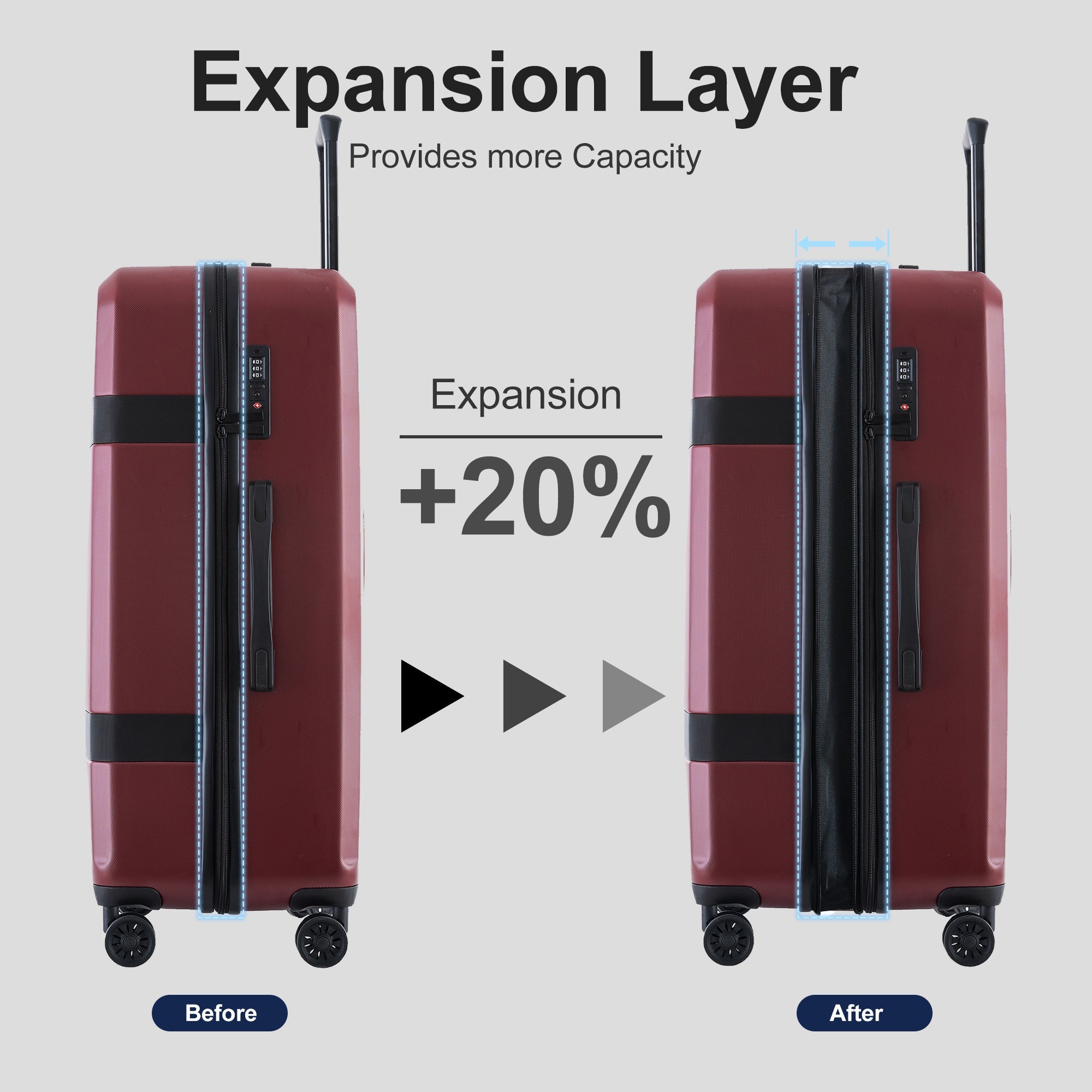 Expandable ABS PC Luggage Set Spinner Wheels TSA Lock
