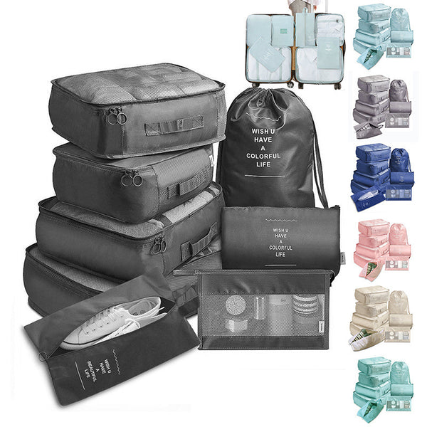 8 Piece Luggage Divider Packing Cubes Travel Clothes Organizer Set