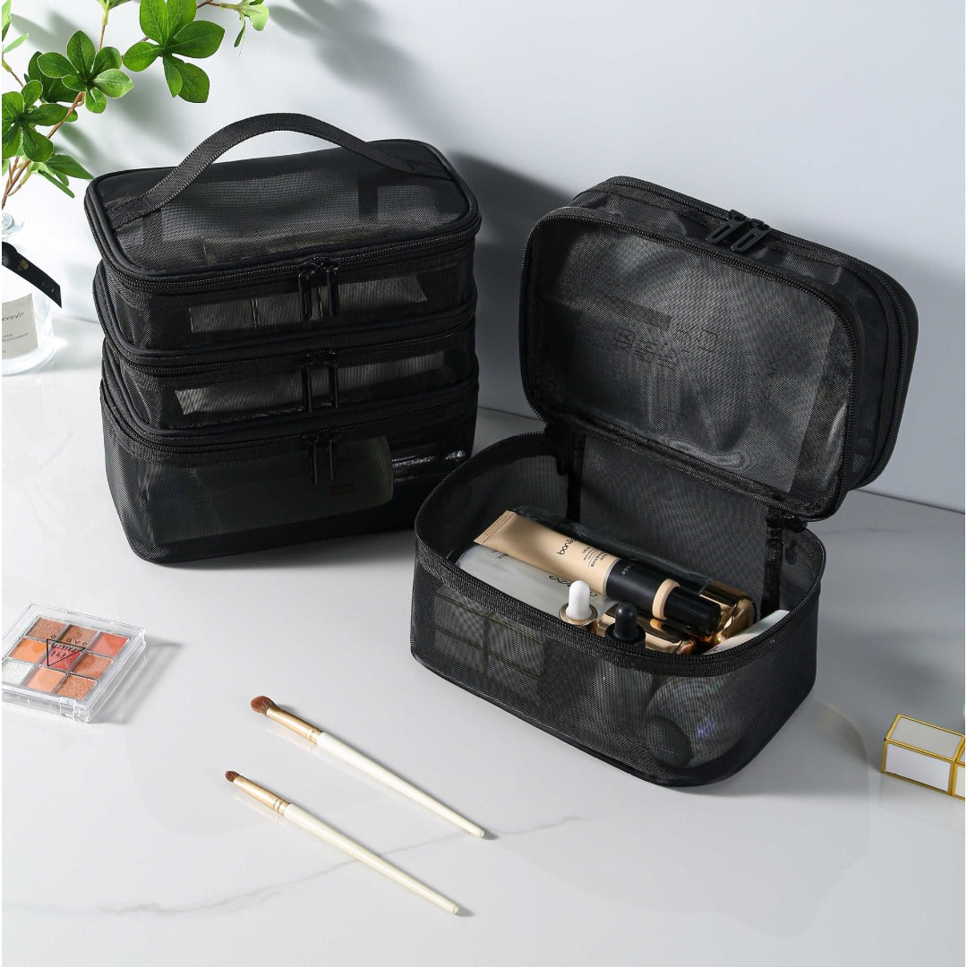 Lightweight Large Capacity Three Layer Travel Cosmetic Toiletry Storage Bag