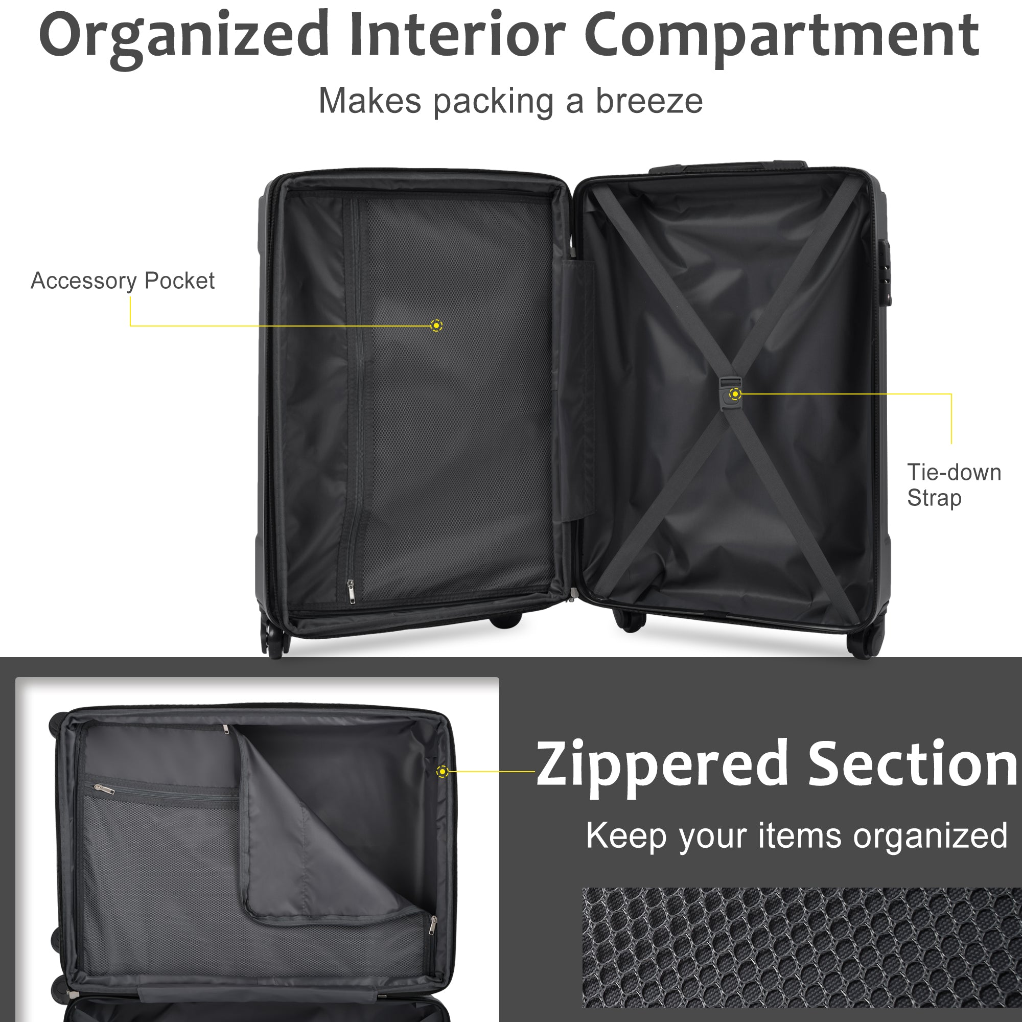 28 Inch Hardshell Luggage Spinner Suitcase Expandable TSA Lock