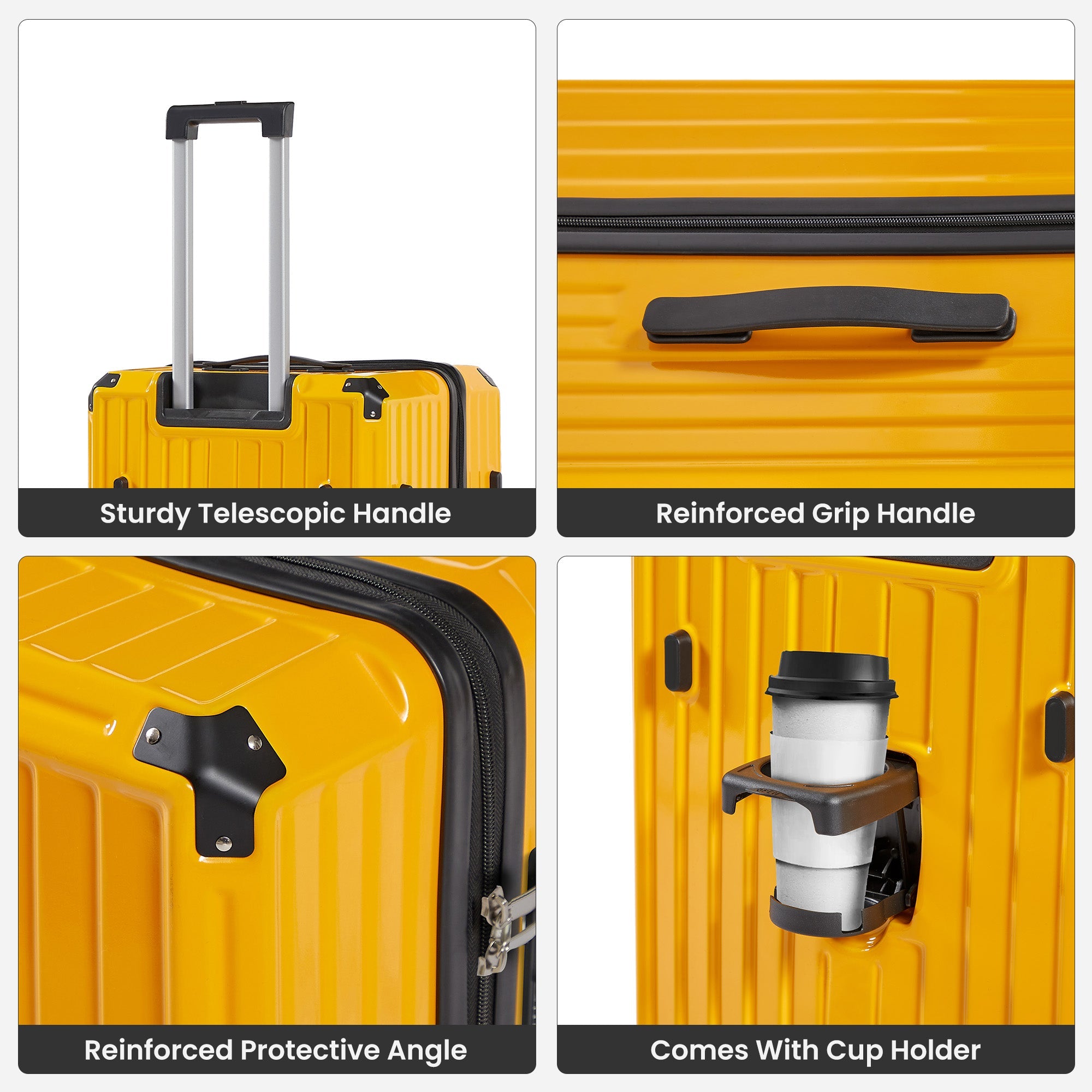 4 Piece Luggage Set PC ABS Spinner TSA Lock Travel