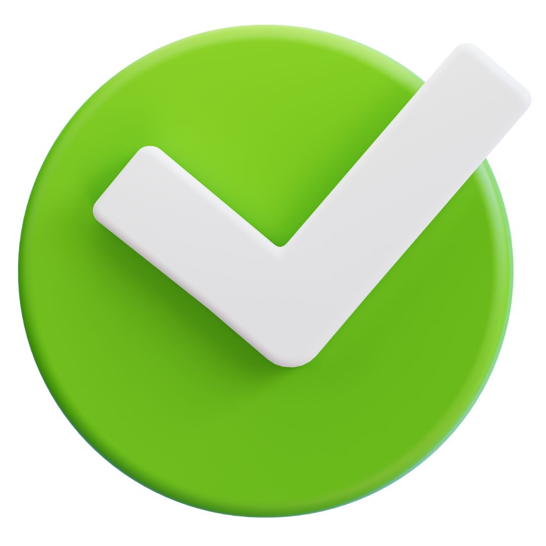 Green circle with a white check mark on a white background