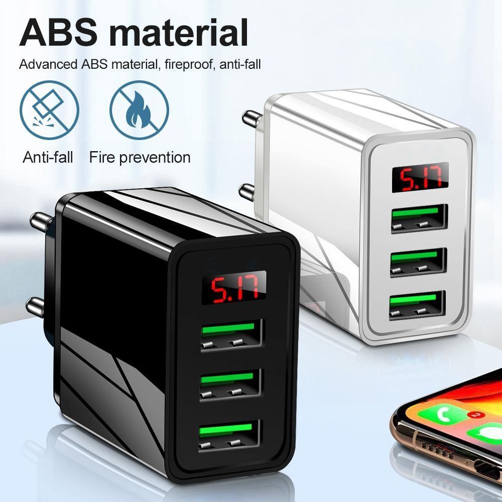 3.1A Quick Charge 3.0 LED Display 3 Port USB Charger