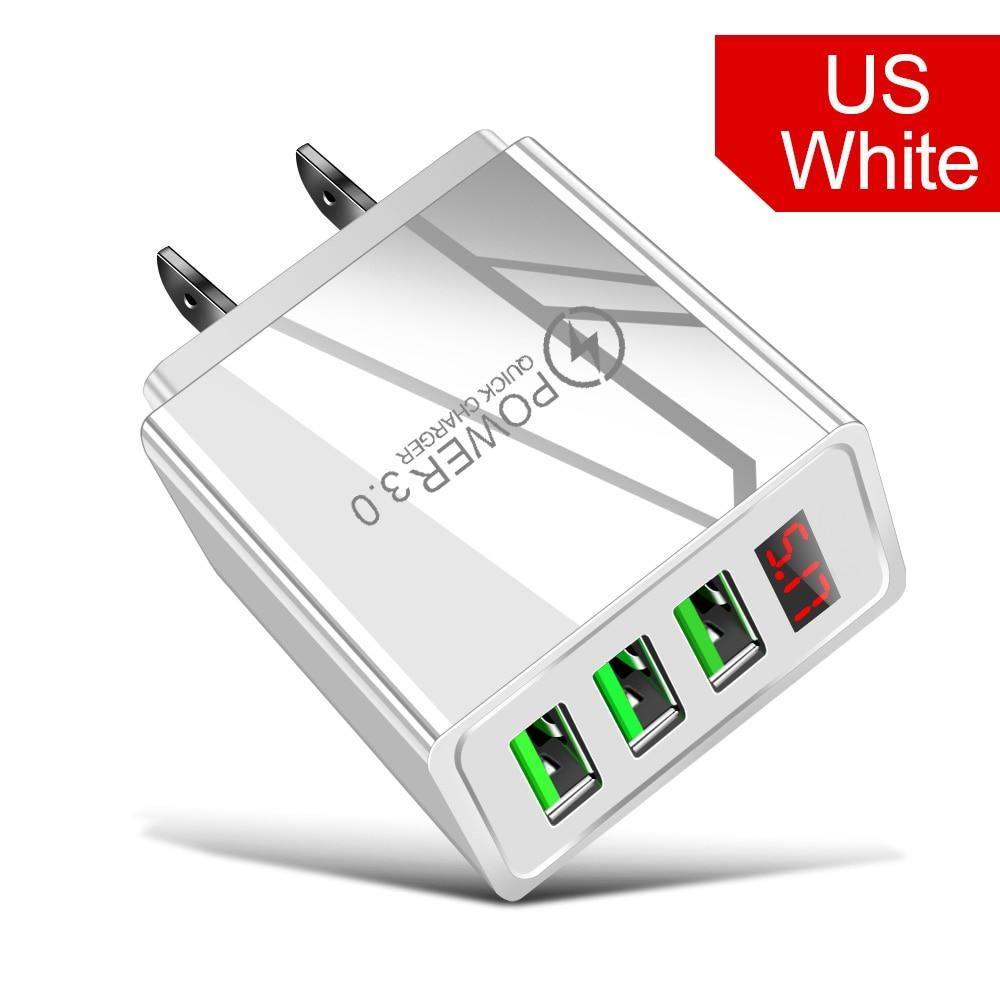 3.1A Quick Charge 3.0 LED Display 3 Port USB Charger