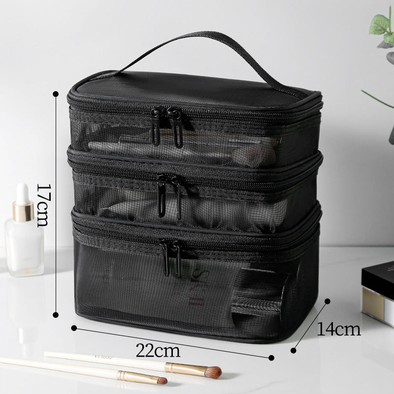 Lightweight Large Capacity Three Layer Travel Cosmetic Toiletry Storage Bag