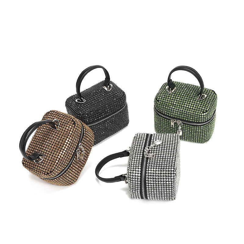 Rhinestone Women Handbag Chain Cosmetic Messenger Bag Sparkling Fashion