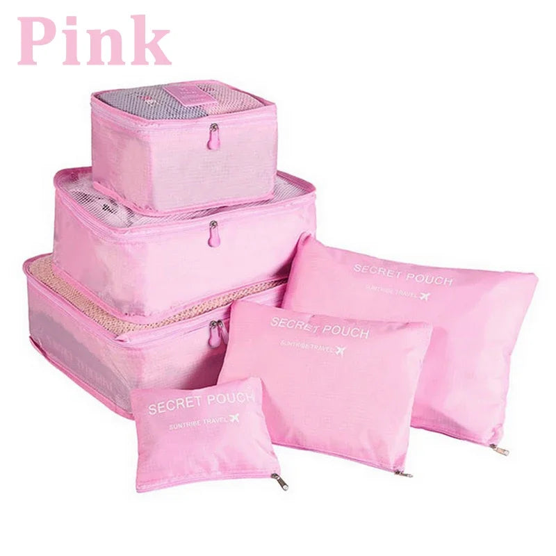 6pcs Travel Storage Bags Set Packing Cubes Luggage Organizer