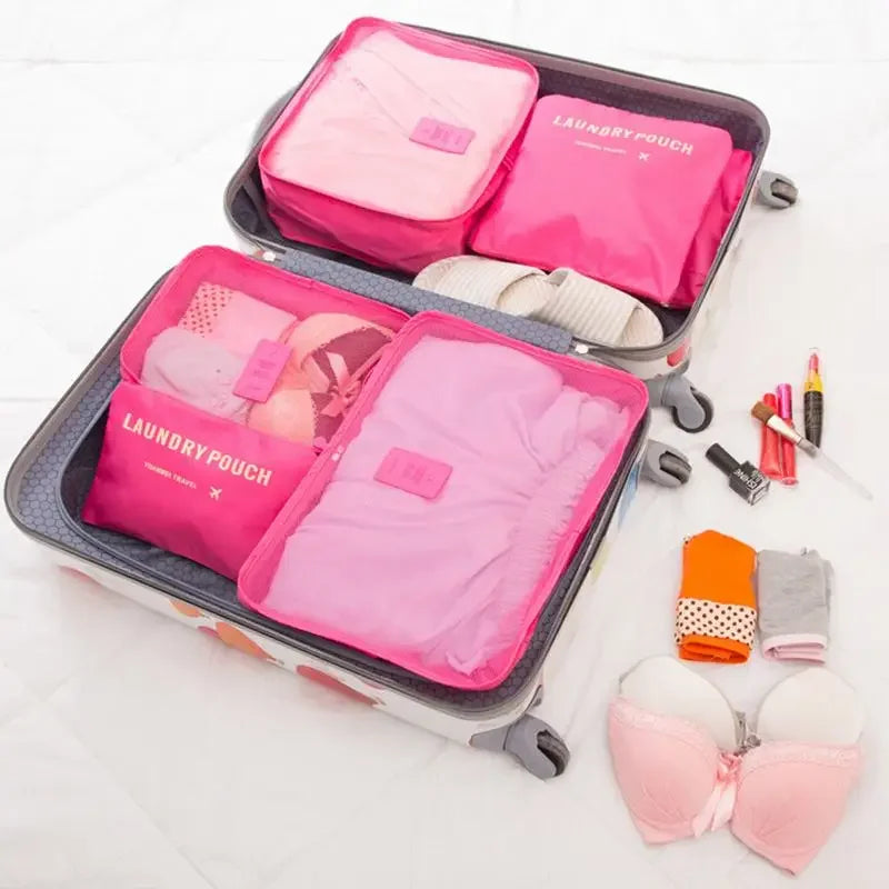 6pcs Travel Storage Bags Set Packing Cubes Luggage Organizer
