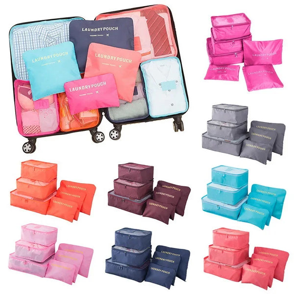 6pcs Travel Storage Bags Set Packing Cubes Luggage Organizer
