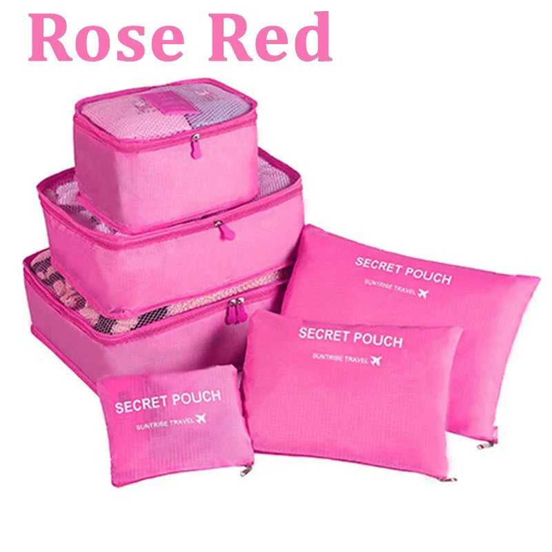 6pcs Travel Storage Bags Set Packing Cubes Luggage Organizer