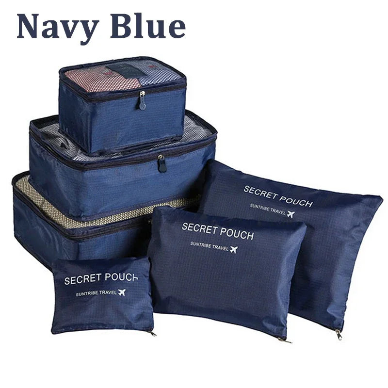 6pcs Travel Storage Bags Set Packing Cubes Luggage Organizer