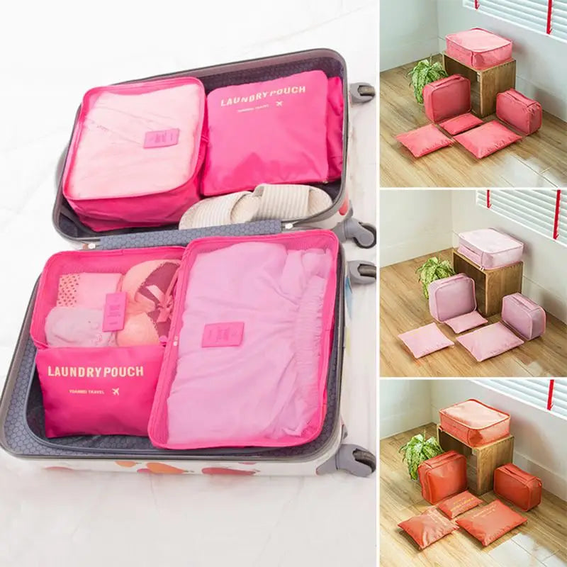 6pcs Travel Storage Bags Set Packing Cubes Luggage Organizer