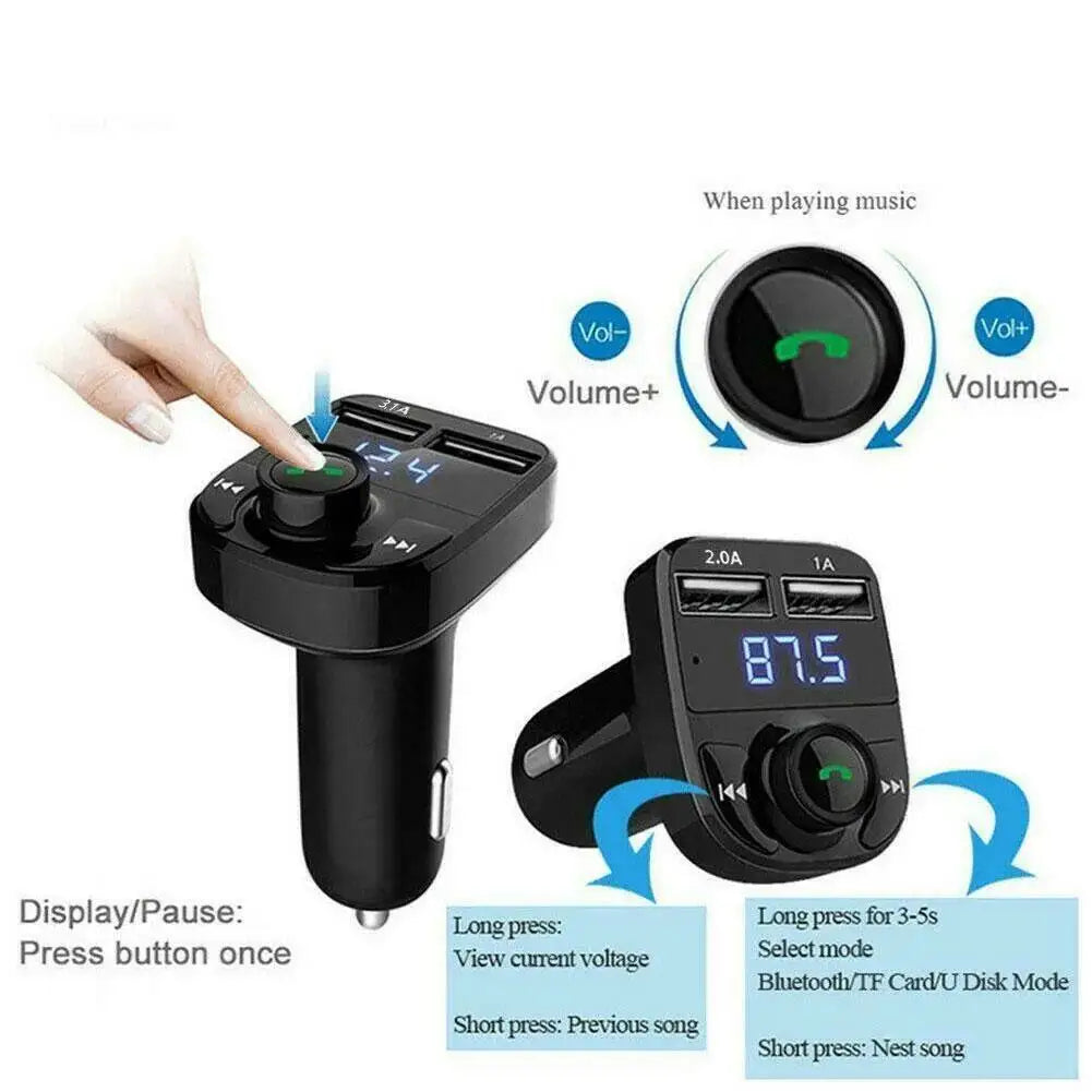 Car Charger Bluetooth FM Transmitter Hands Free MP3 Adapter