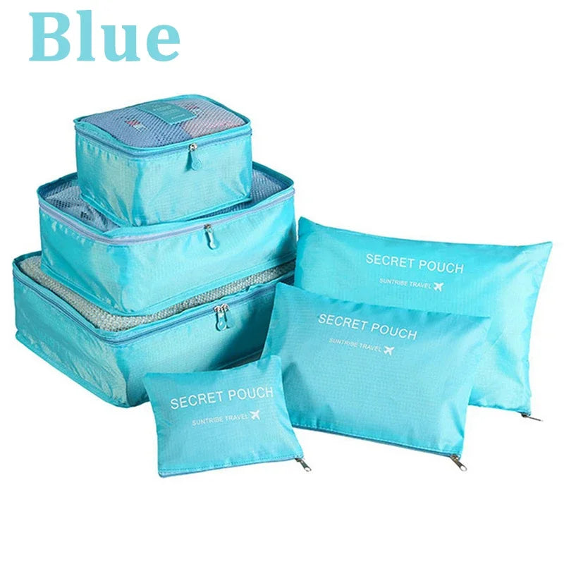 6pcs Travel Storage Bags Set Packing Cubes Luggage Organizer