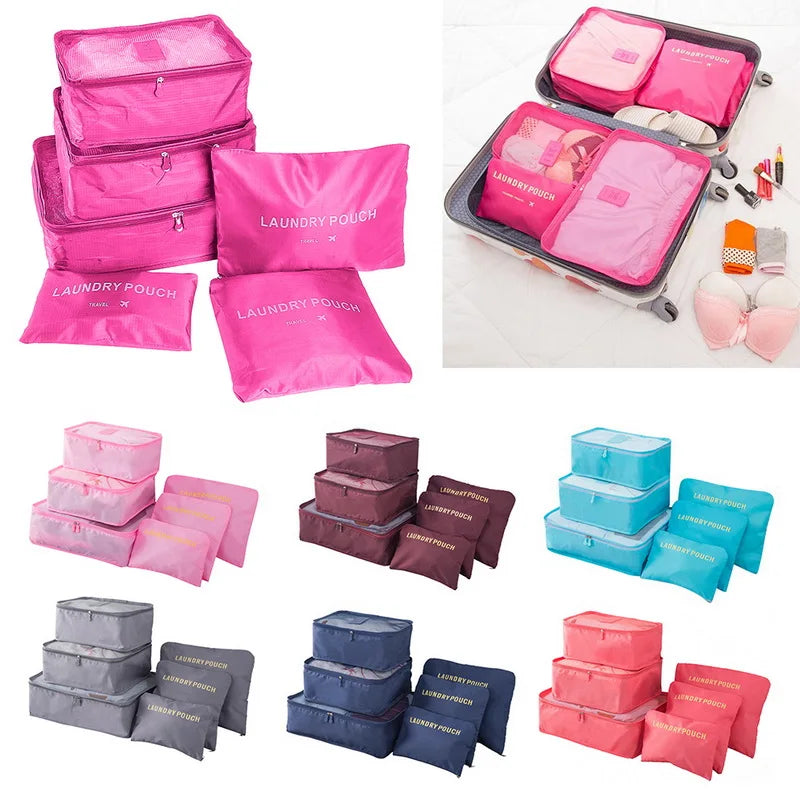 6pcs Travel Storage Bags Set Packing Cubes Luggage Organizer