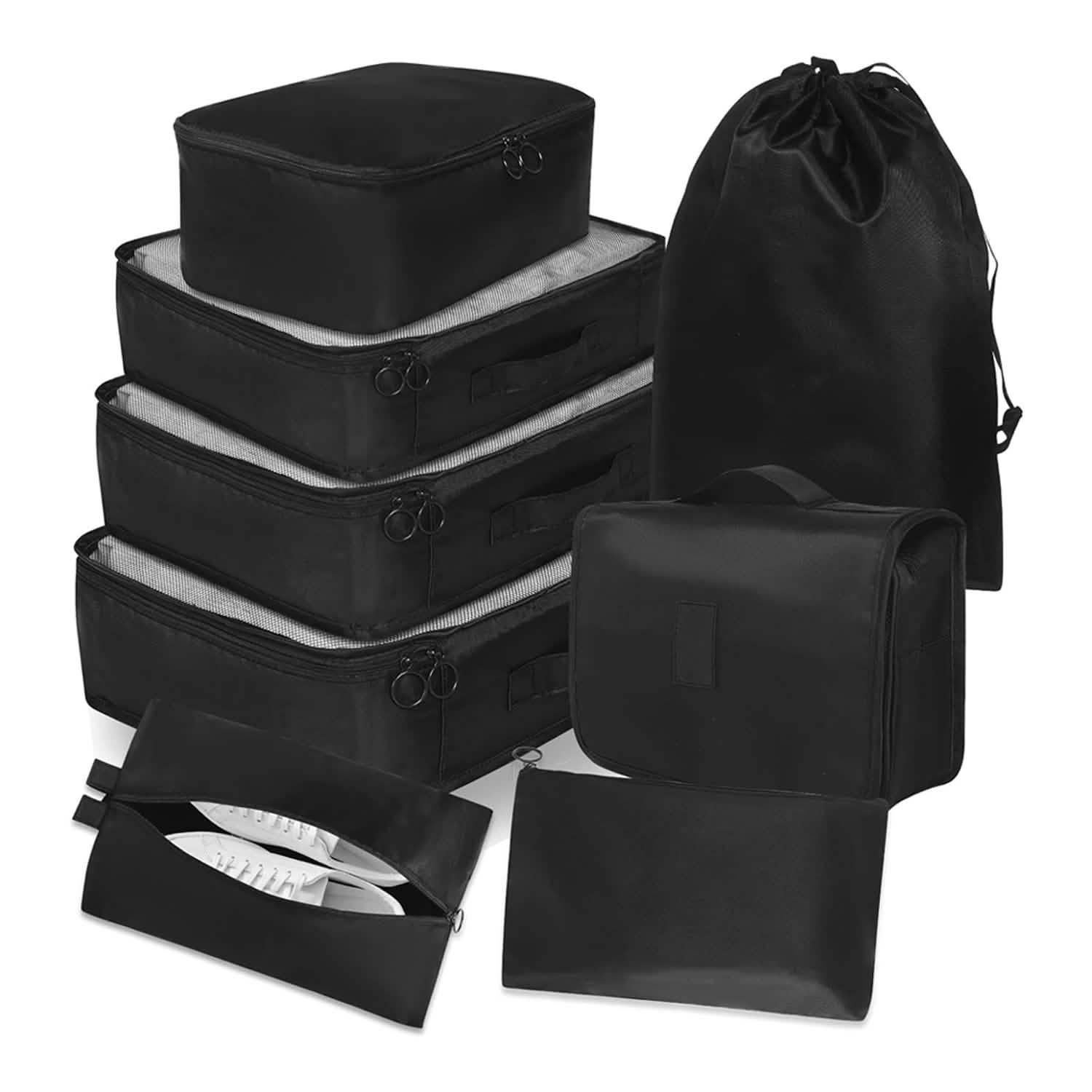 8 Pack Lightweight Packing Cubes Set With Toiletry Bag Organizer