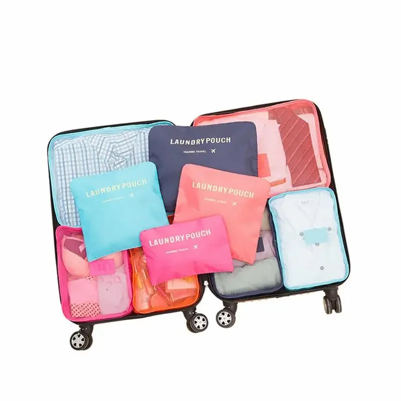 6pcs Travel Storage Bags Set Packing Cubes Luggage Organizer