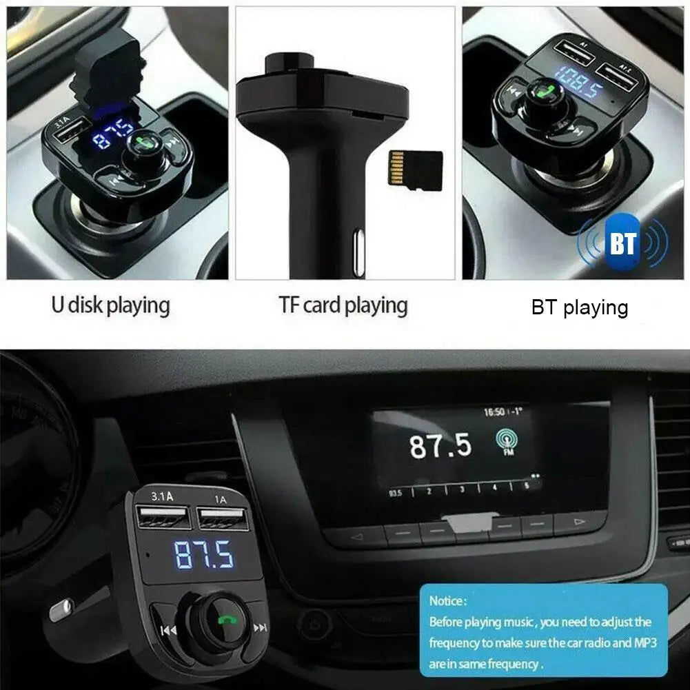Car Charger Bluetooth FM Transmitter Hands Free MP3 Adapter