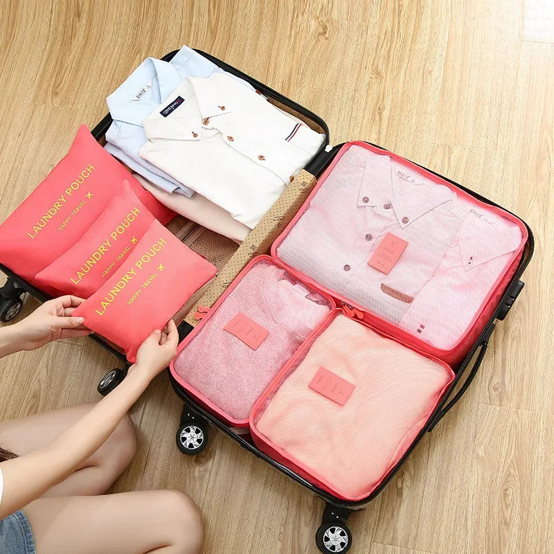 6pcs Travel Storage Bags Set Packing Cubes Luggage Organizer