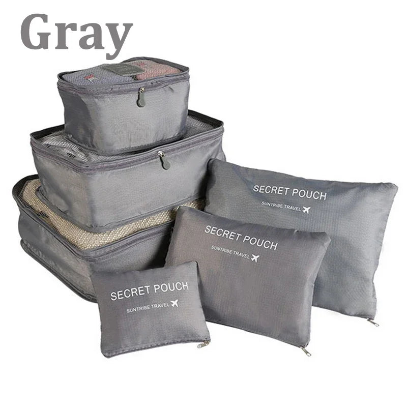 6pcs Travel Storage Bags Set Packing Cubes Luggage Organizer