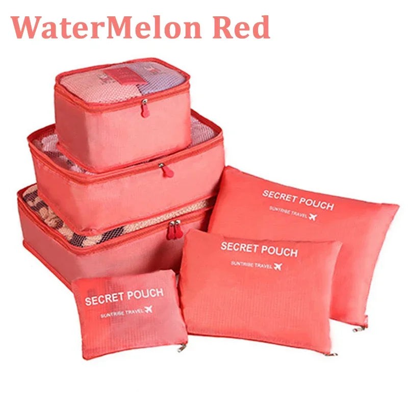 6pcs Travel Storage Bags Set Packing Cubes Luggage Organizer
