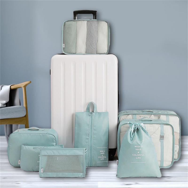 8 Piece Luggage Divider Packing Cubes Travel Clothes Organizer Set