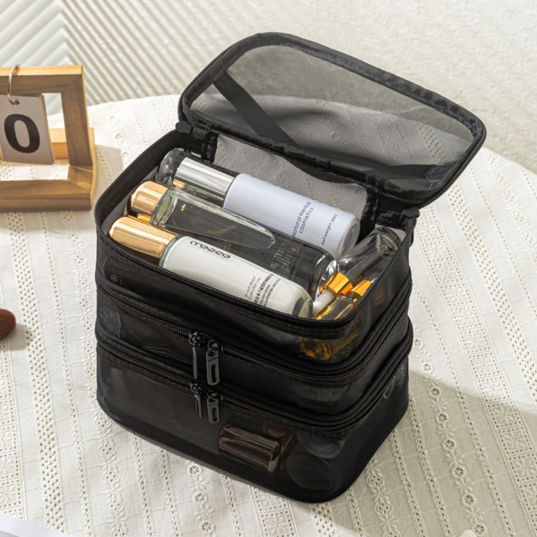 Lightweight Large Capacity Three Layer Travel Cosmetic Toiletry Storage Bag