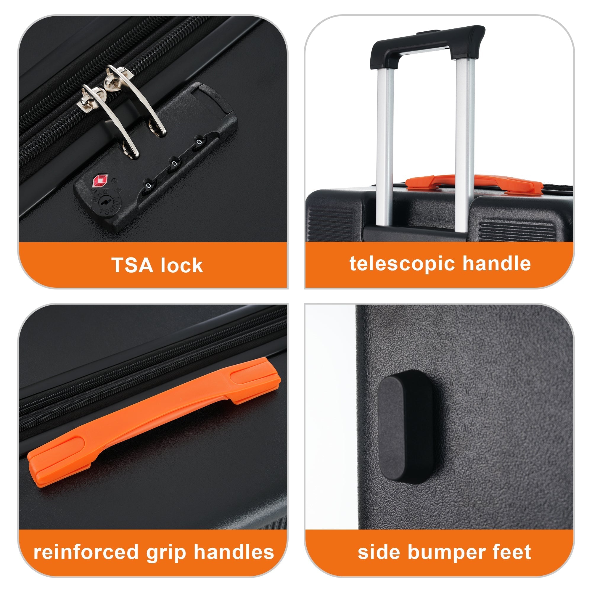 Contrast Color Hardshell Luggage Expandable Spinner Suitcase TSA Lock