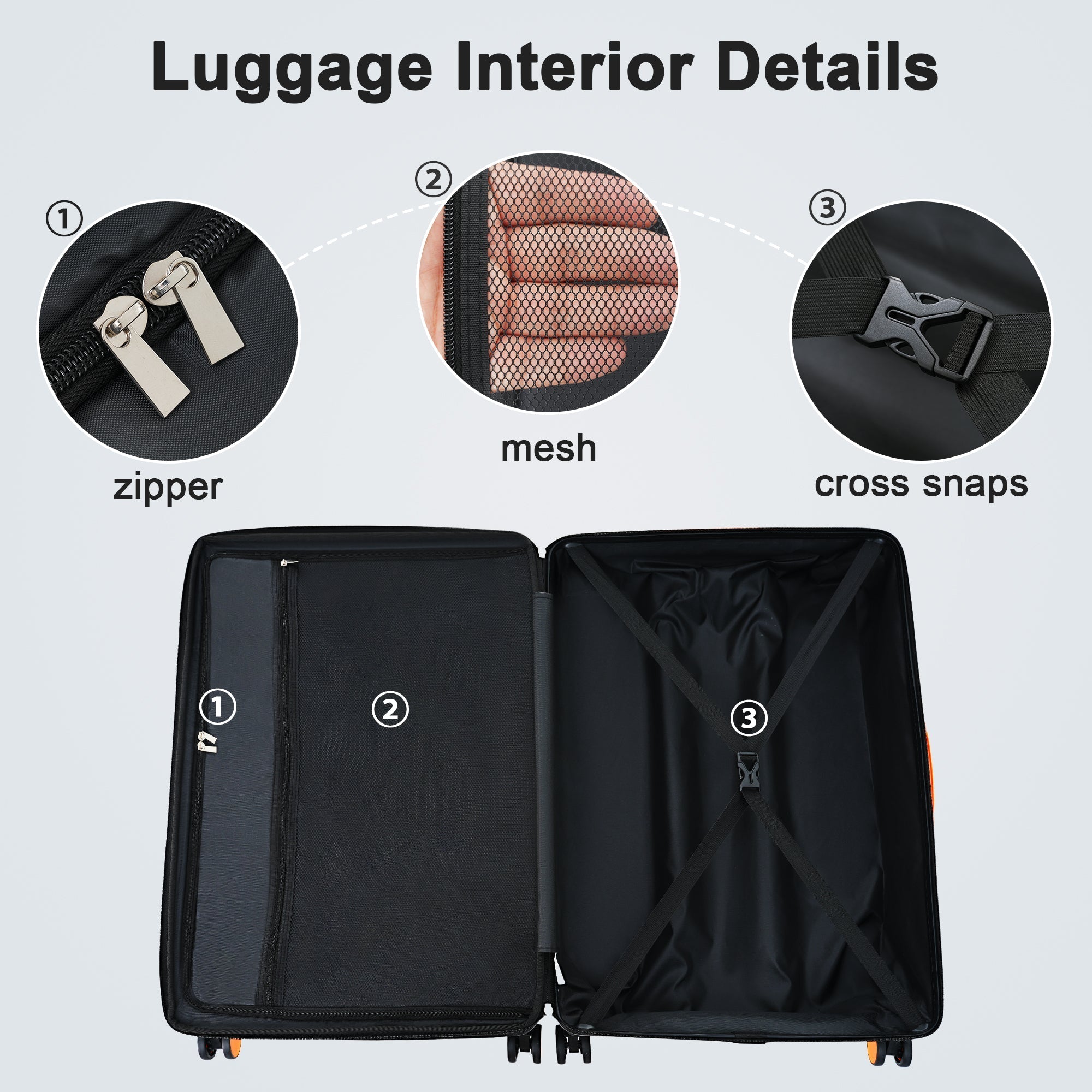 Contrast Color Hardshell Luggage Expandable Spinner Suitcase TSA Lock