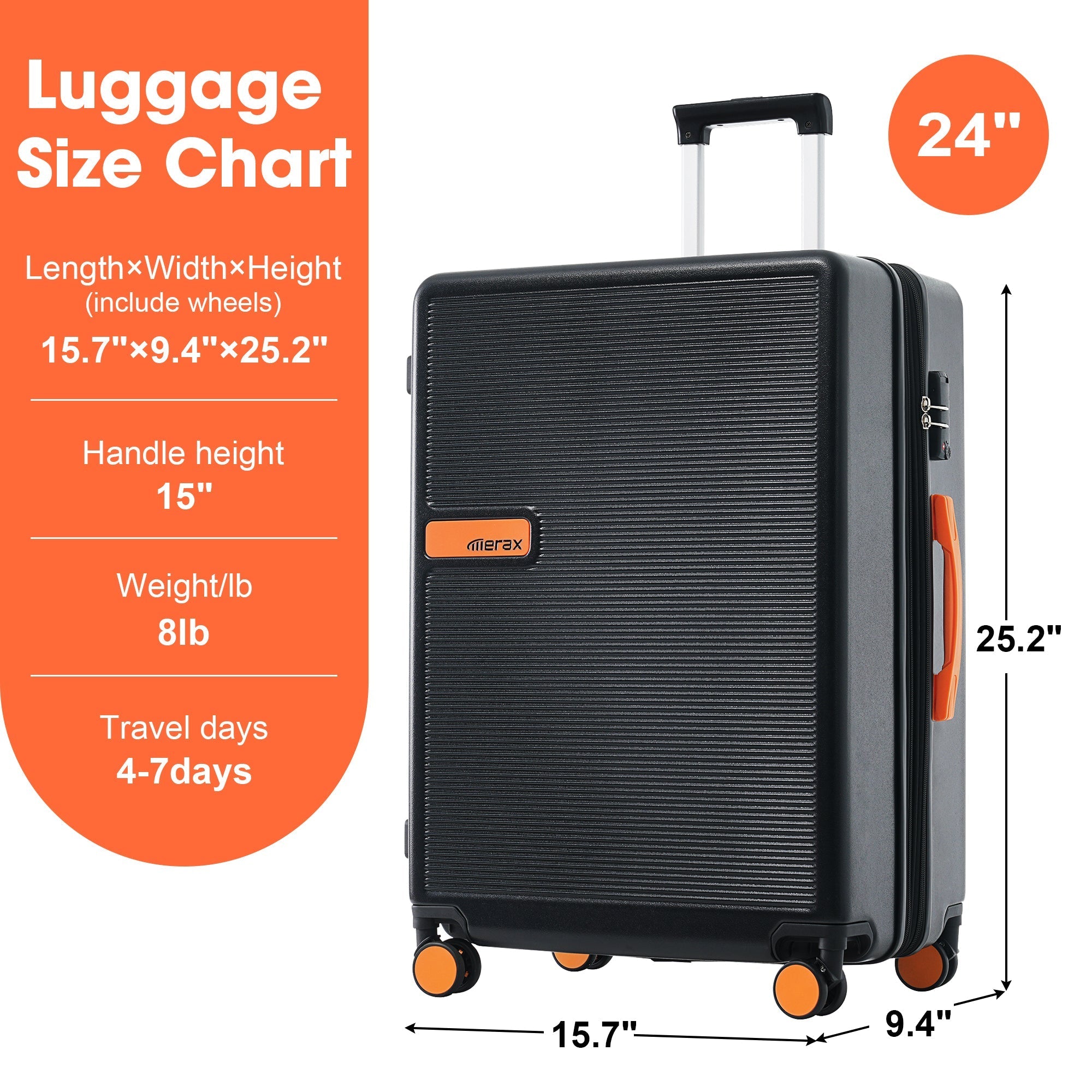 Contrast Color Hardshell Luggage Expandable Spinner Suitcase TSA Lock