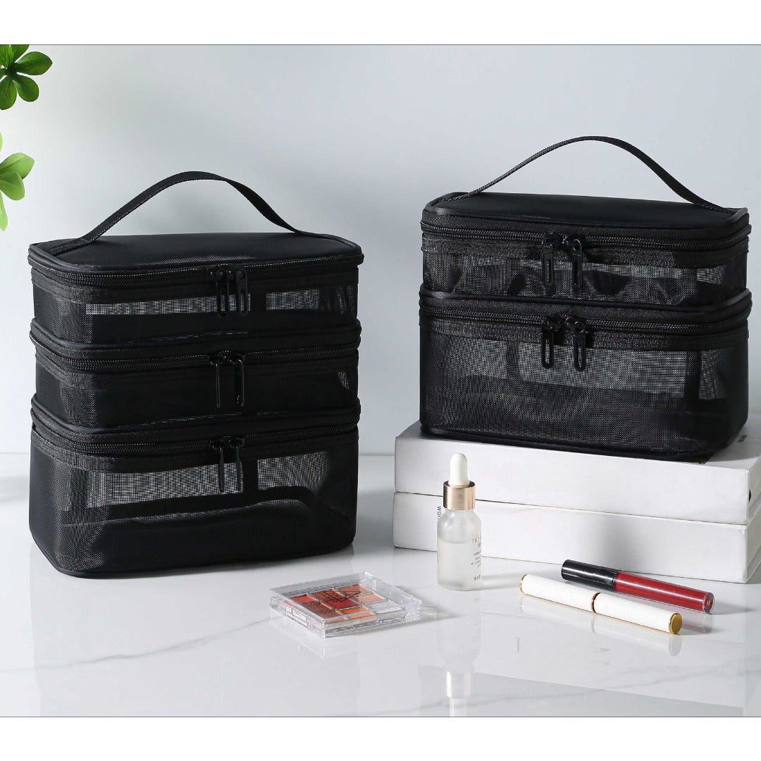 Lightweight Large Capacity Three Layer Travel Cosmetic Toiletry Storage Bag