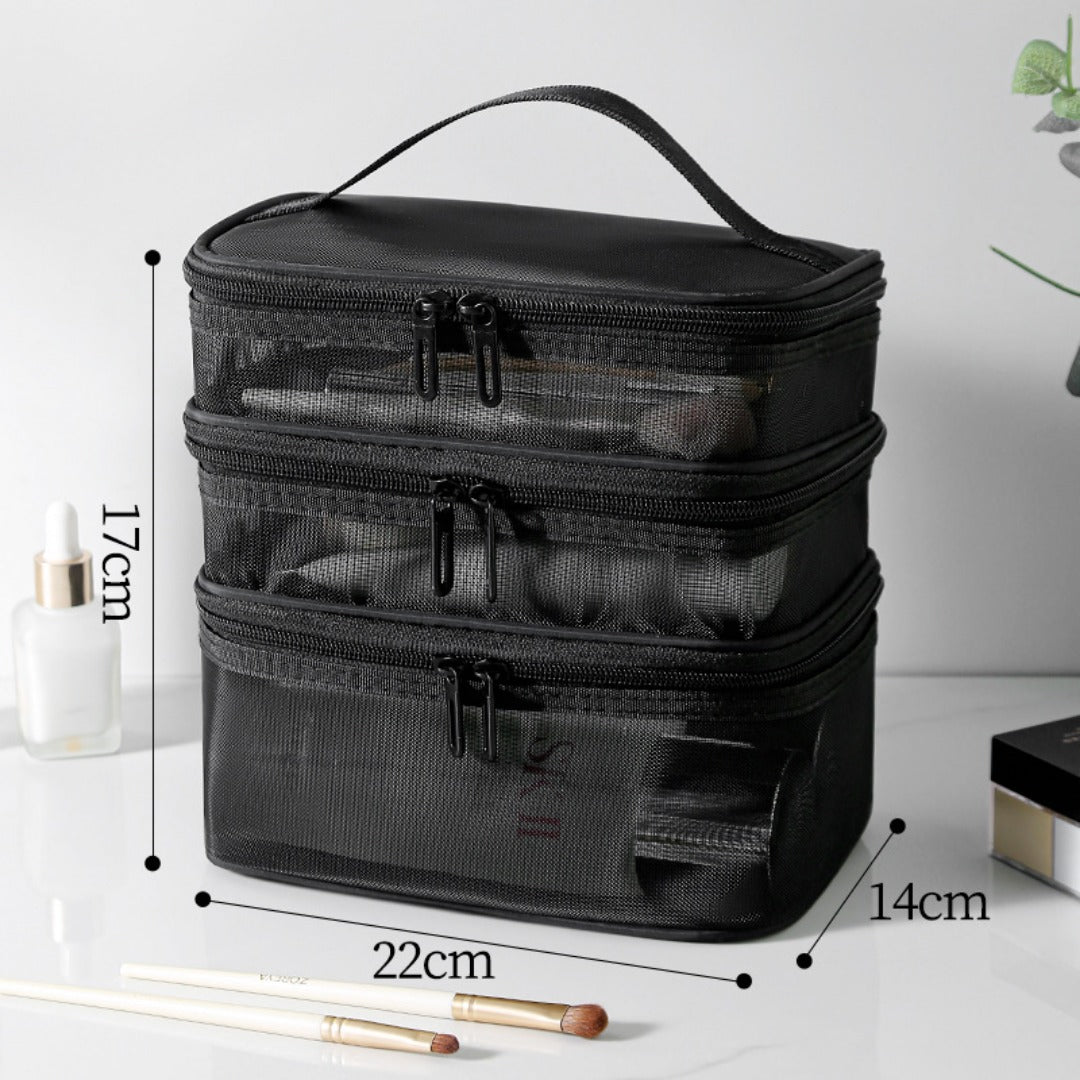 Lightweight Large Capacity Three Layer Travel Cosmetic Toiletry Storage Bag