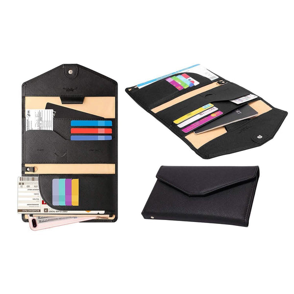 Blocking Travel Passport Organizer Wallet With Vaccination Card Slot