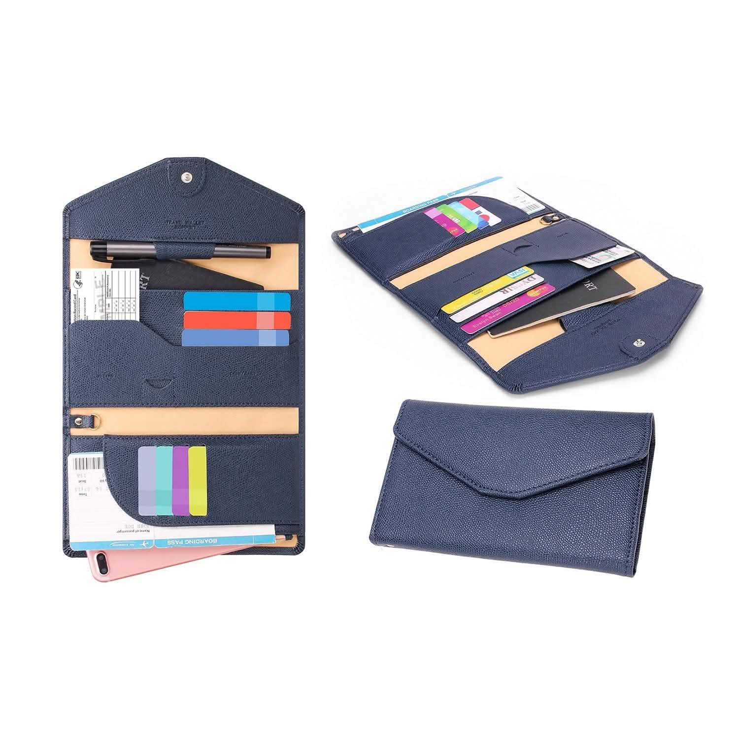 Blocking Travel Passport Organizer Wallet With Vaccination Card Slot