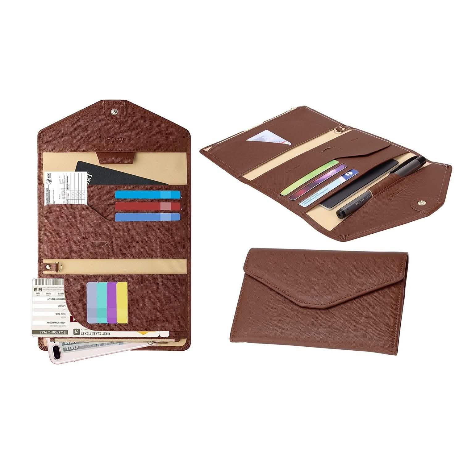 Blocking Travel Passport Organizer Wallet With Vaccination Card Slot