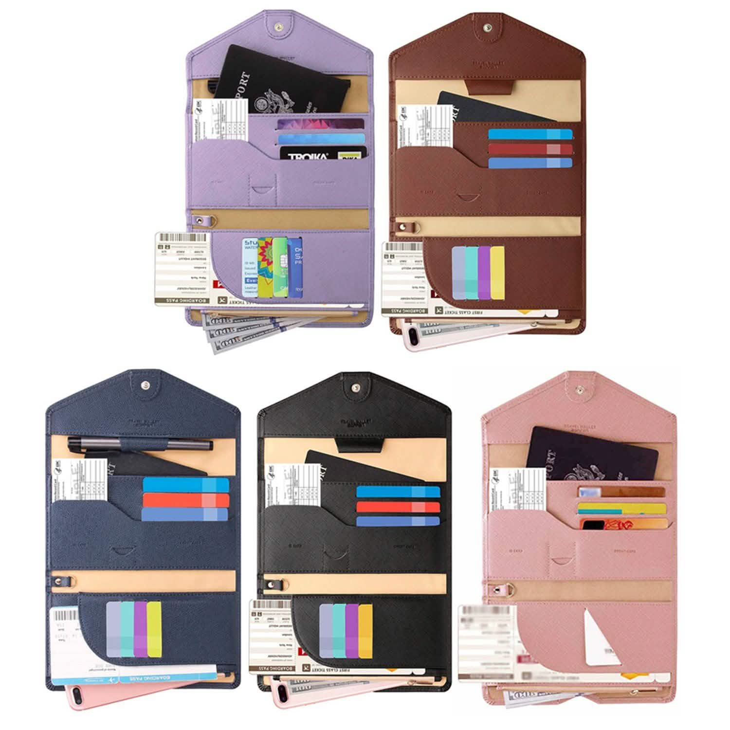 Blocking Travel Passport Organizer Wallet With Vaccination Card Slot