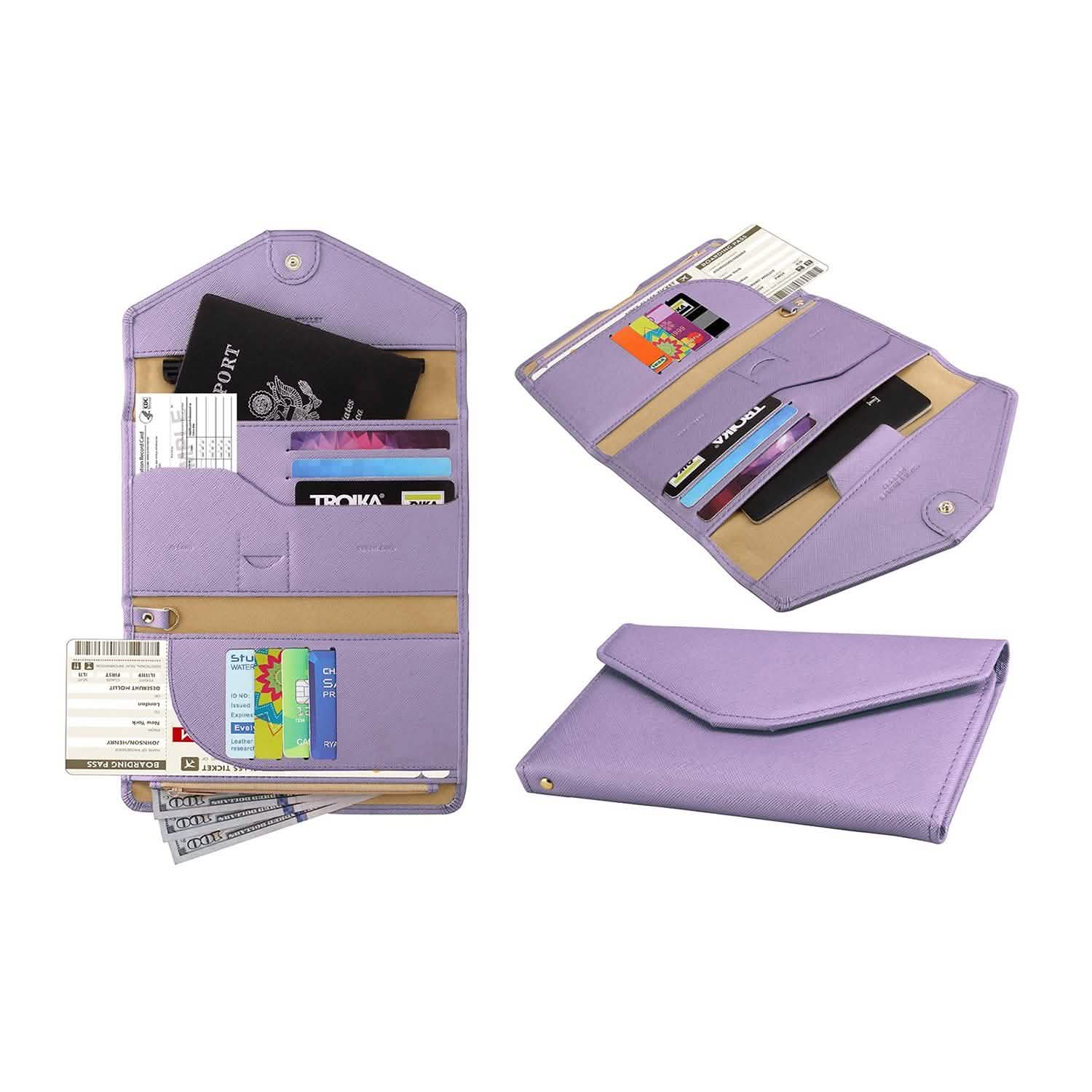 Blocking Travel Passport Organizer Wallet With Vaccination Card Slot