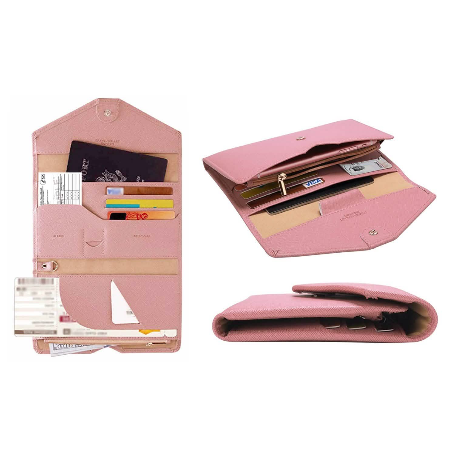 Blocking Travel Passport Organizer Wallet With Vaccination Card Slot